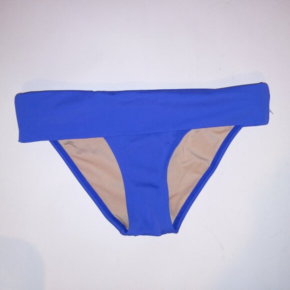 Victoria Secret Swim Bikini Bottom XS Solid‎ Blue Foldover Waist Color Code 868 - Picture 1 of 8